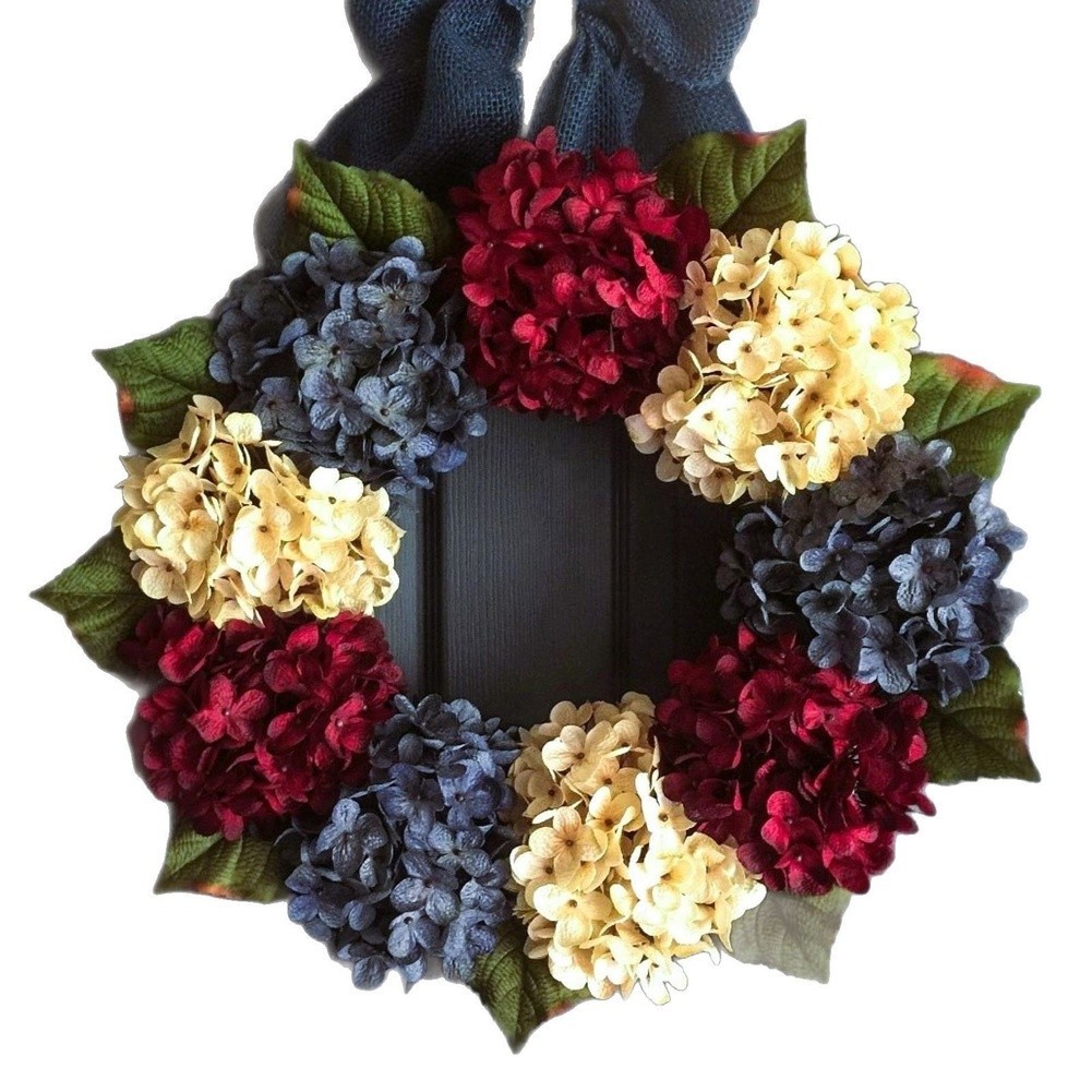 Hydrangea Wreath Outdoor Safe Lightweight Design Door And Wall Display