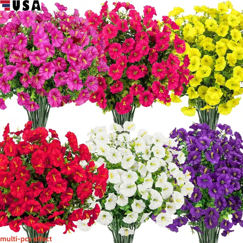 10Pcs Bundles Look Real Artificial Flowers for Outdoors, Realistic Fake Outdoor