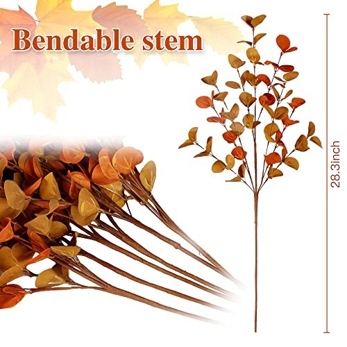 6 Pcs Artificial Eucalyptus Stems – Autumn Leaf Branches – Autumn Leaves