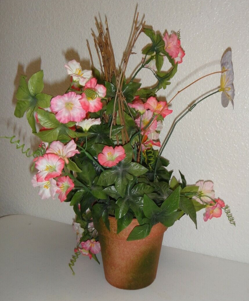 Artificial Potted Flowers & Butterflies Height :16 inches Floral Home Décor
