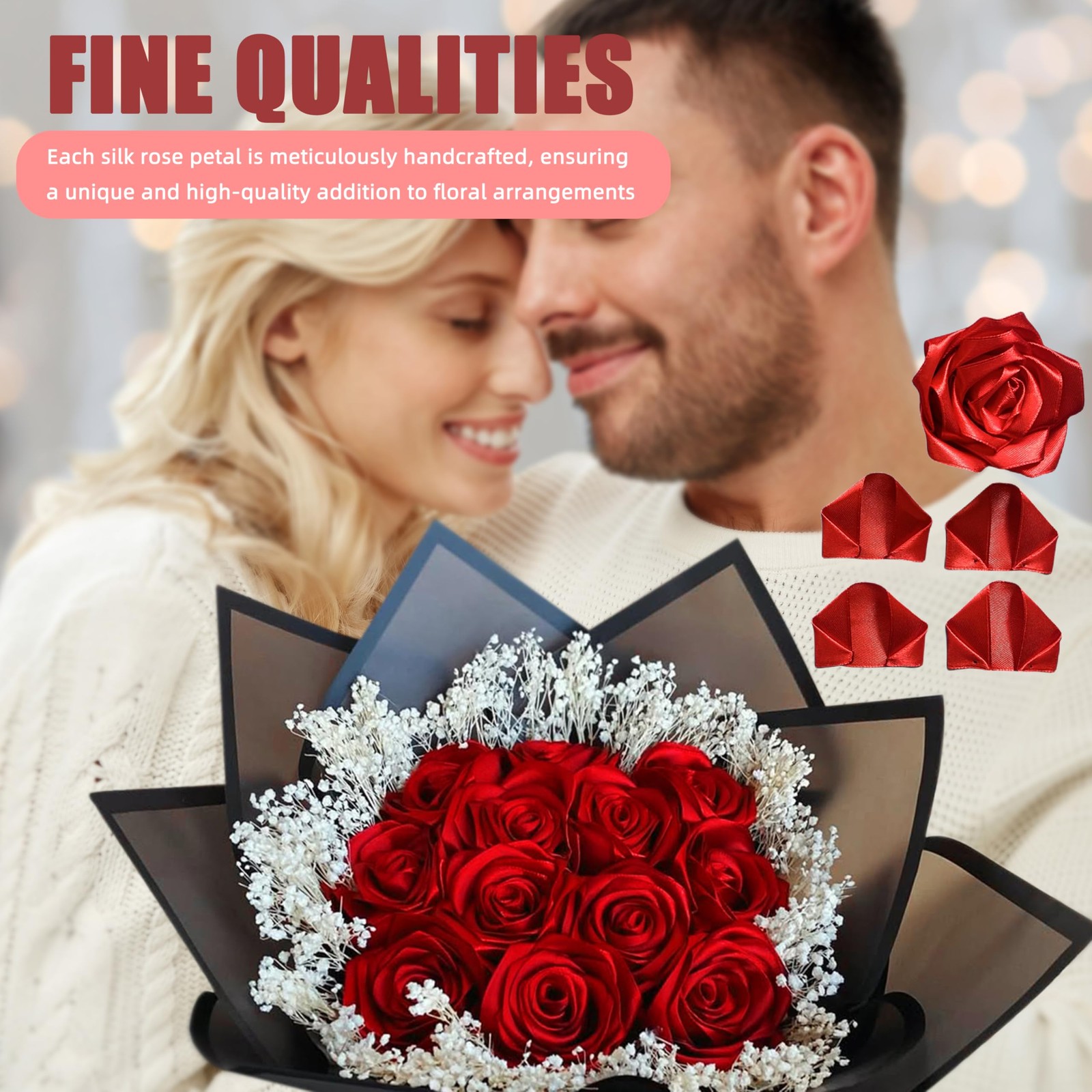 Eternal Rose Petals, 300Pcs DIY Bouquet Craft, Red