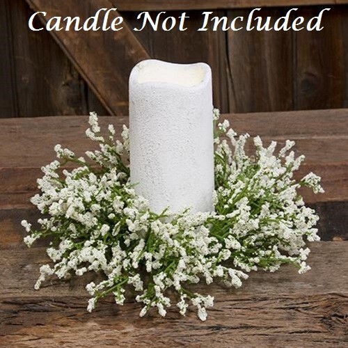 NEW Farmhouse CREAM CANDLE RING ASTILBE BUDS 3″ INSIDE x 10″W Decor Cottage