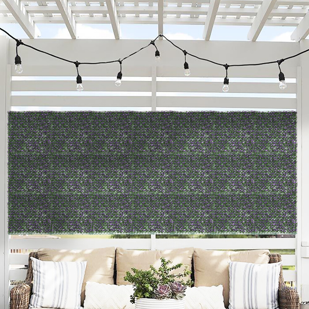 20×20″ Artificial Faux Lavender Buxus Fence Wall Decor Panel With Cover Back