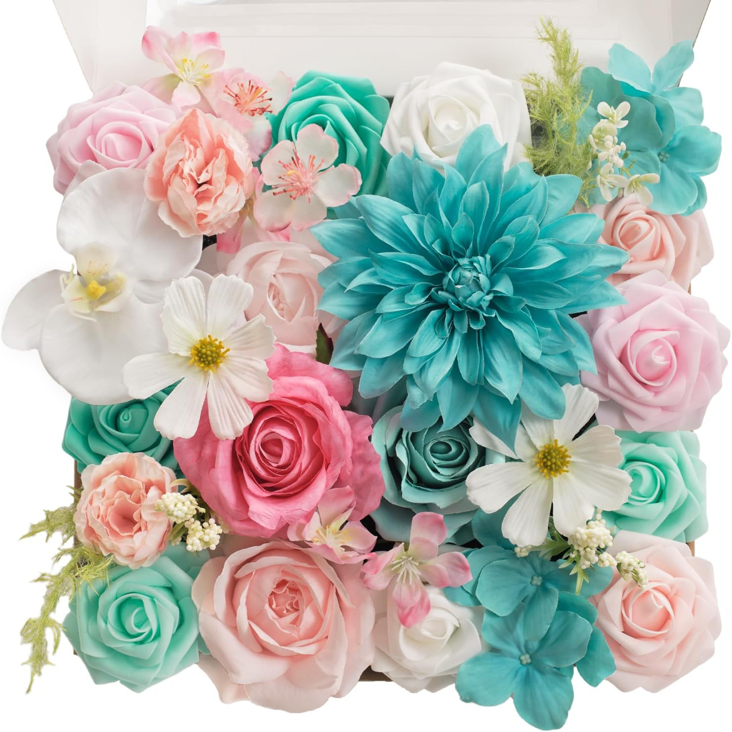 Artificial Flowers Combo Mix Silk Flowers Pink Roses W/Stem for DIY Wedding Brid