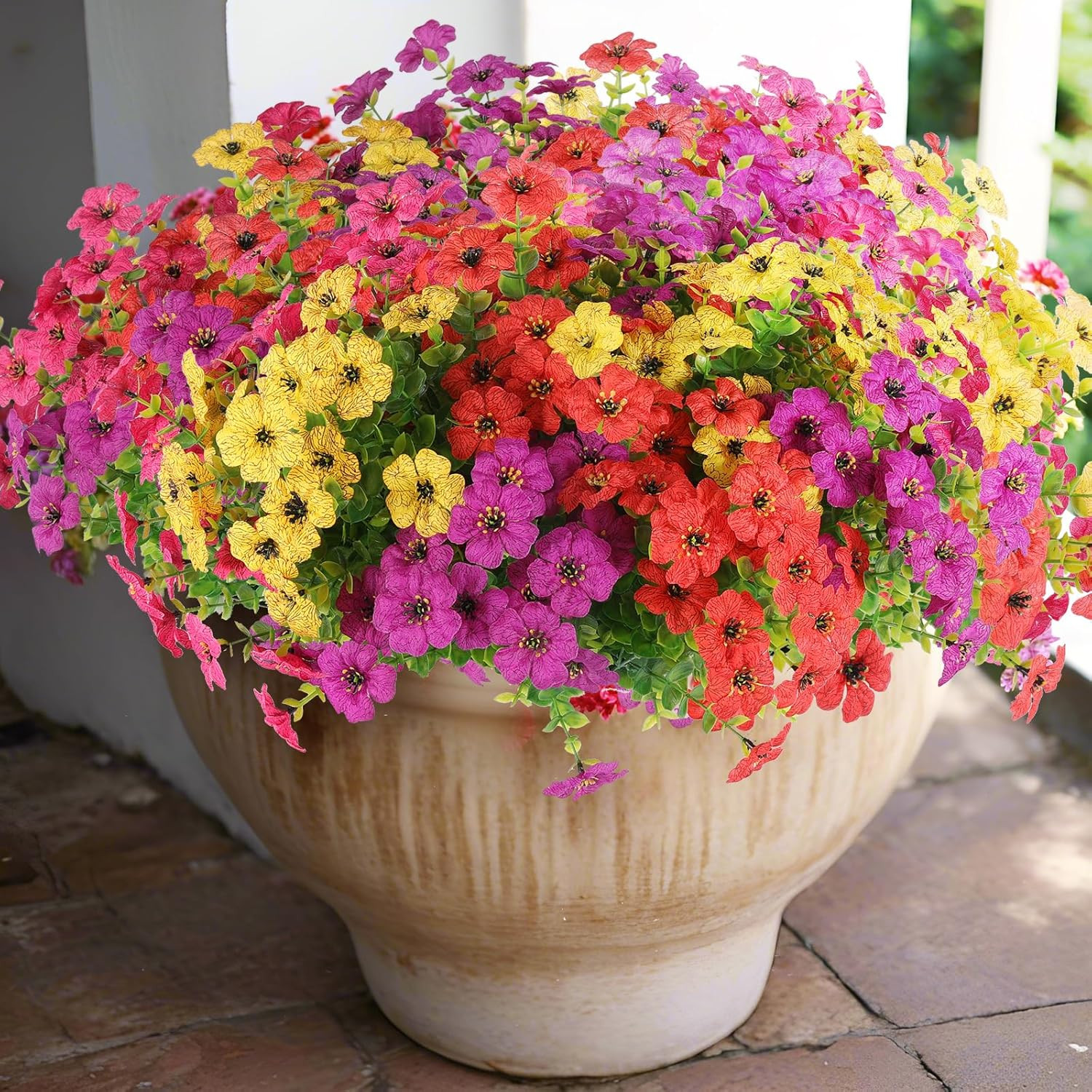 Rowfad 18 Pcs Artificial Daisy Flowers for Outdoors UV Resistant Fake Plastic Co