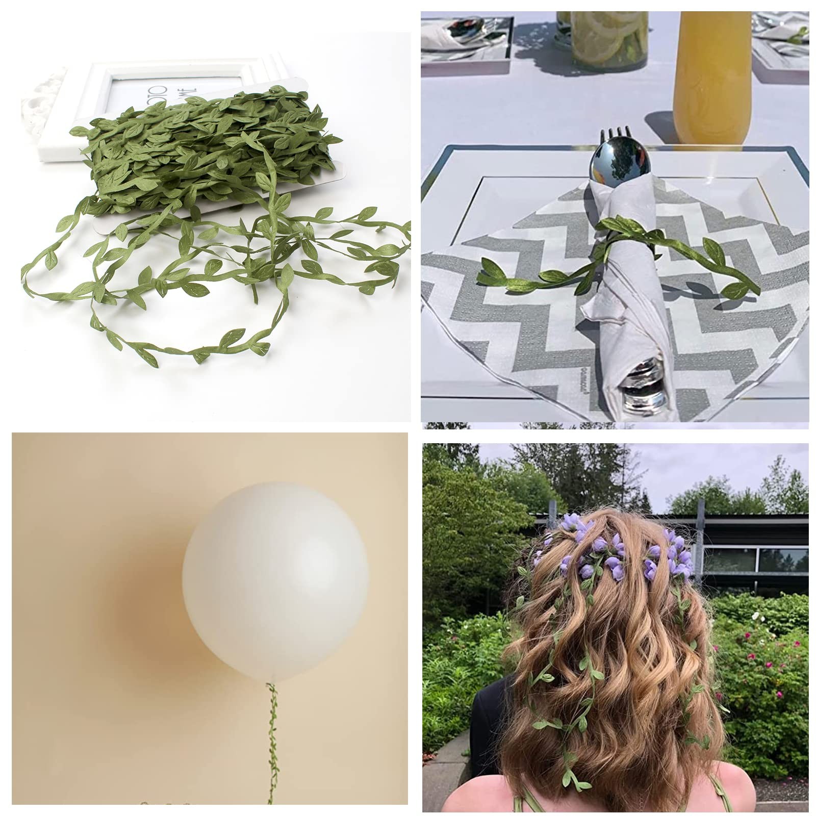66 Ft Artificial Vines,Green Leaf Gift Wrapping Trim Ribbon,Eucalyptus Leaves…
