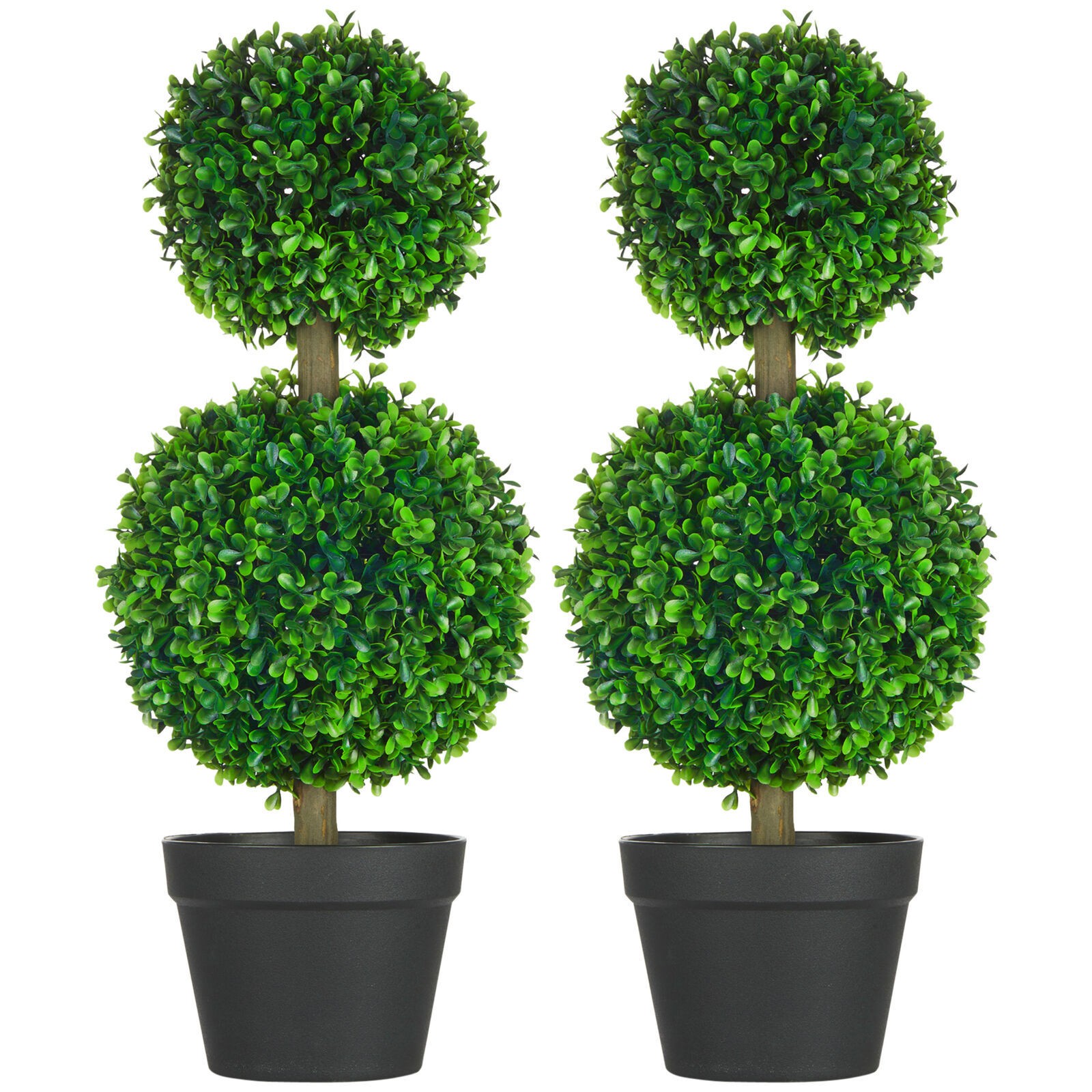 2 Pack Artificial Boxwood Topiary Ball Trees for Indoor Outdoor