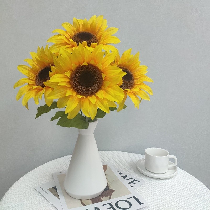 Artificial Sunflower Bush 19in Faux Flowers Indoor Decoration Centerpiece New