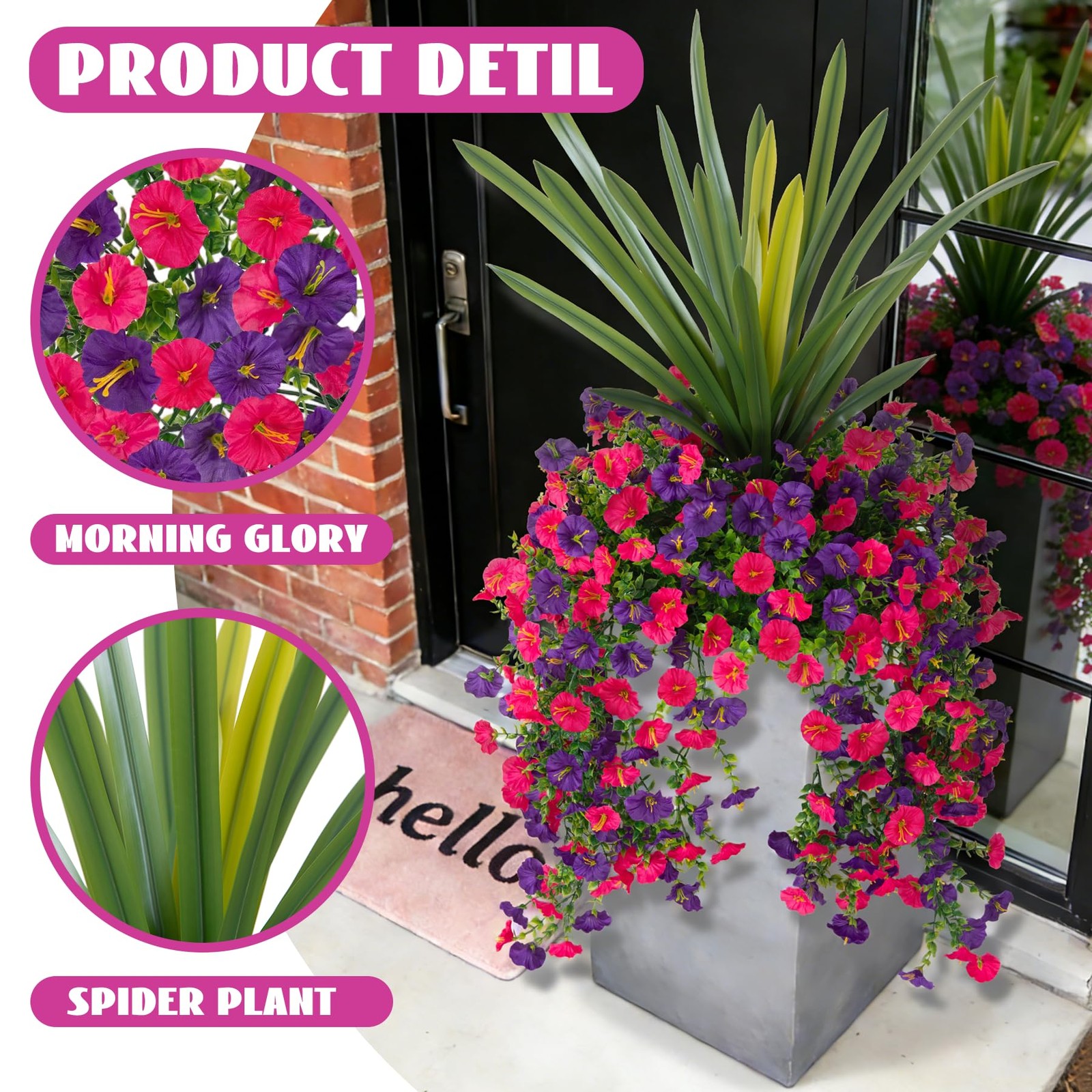 Fake Artificial Morning Glory Flowers for Outdoors, 1 Bundles Faux Greenery P…