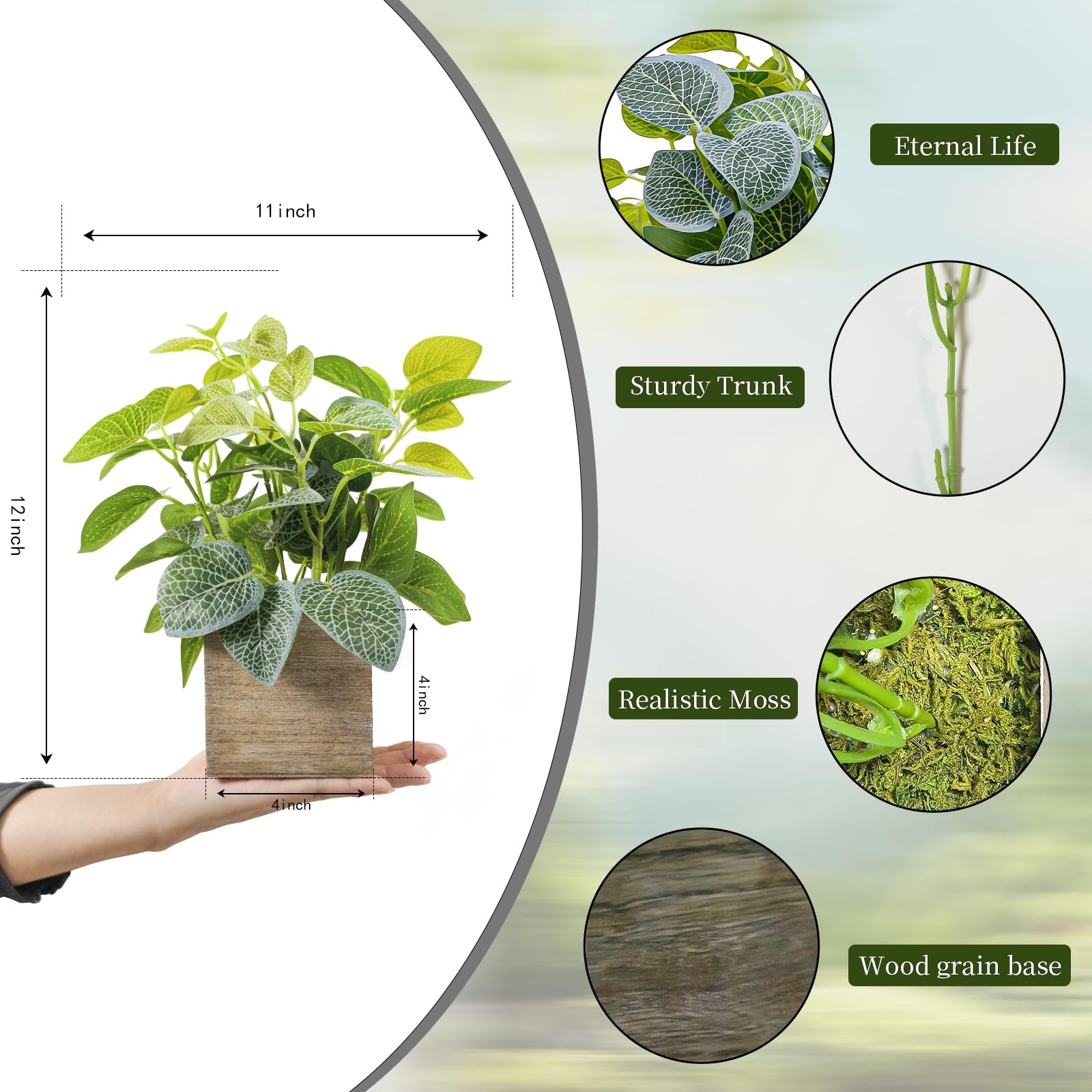 2 Pack 12″ Medium Eucalyptus Fake Plants, Artificial Plants Indoor with 4 Inch