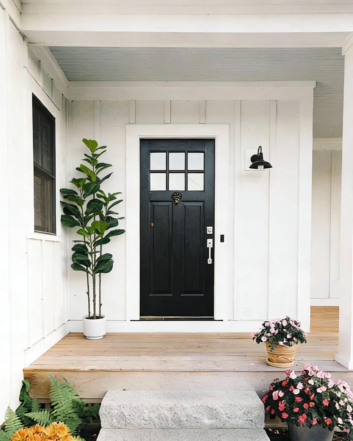 6FT Artificial Fiddle Leaf Fig Tree Faux Ficus Plant with White Planter & Moss