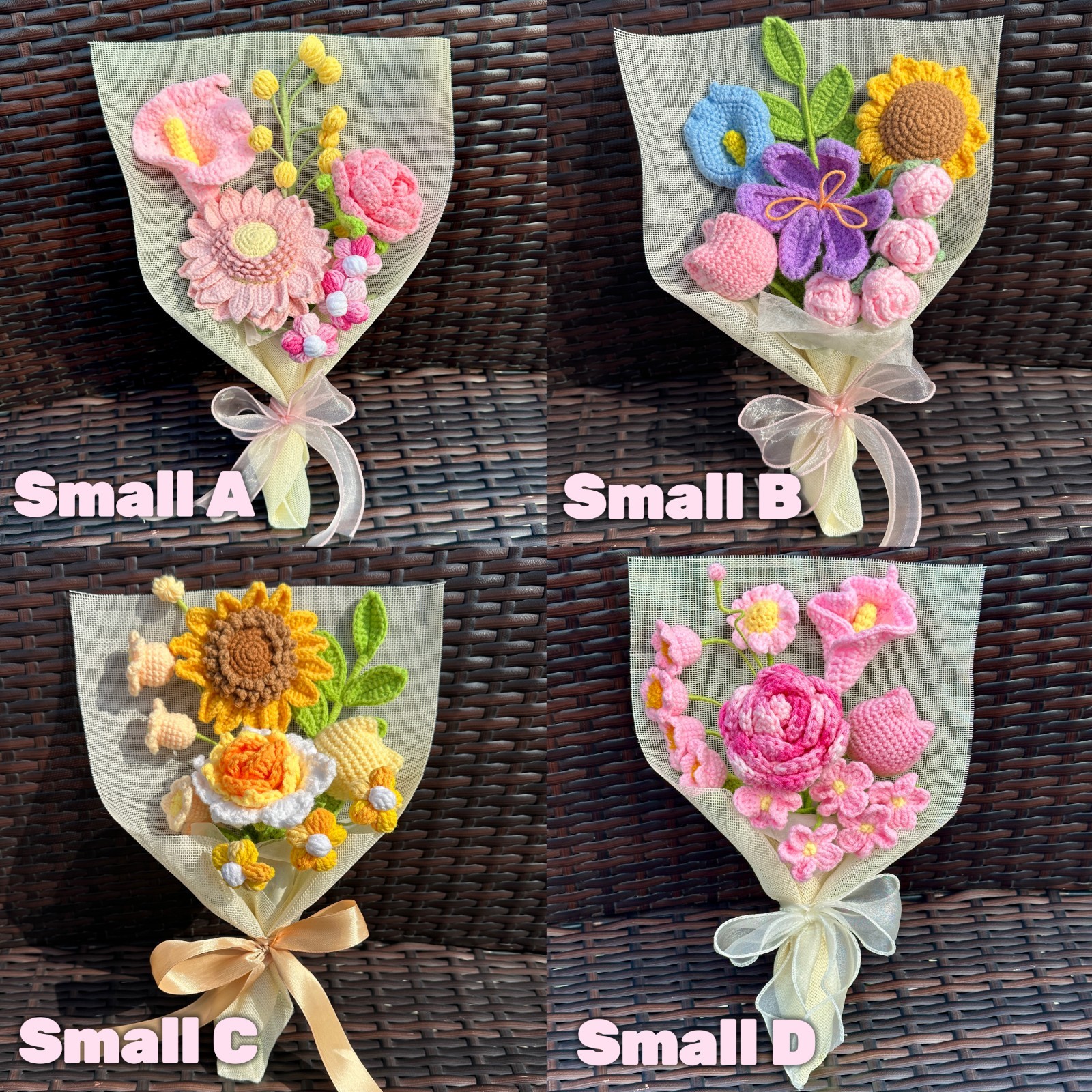 Crochet Flower Bouquet – Handmade Tulip, Rose, Sunflower | Forever Yarn Gift