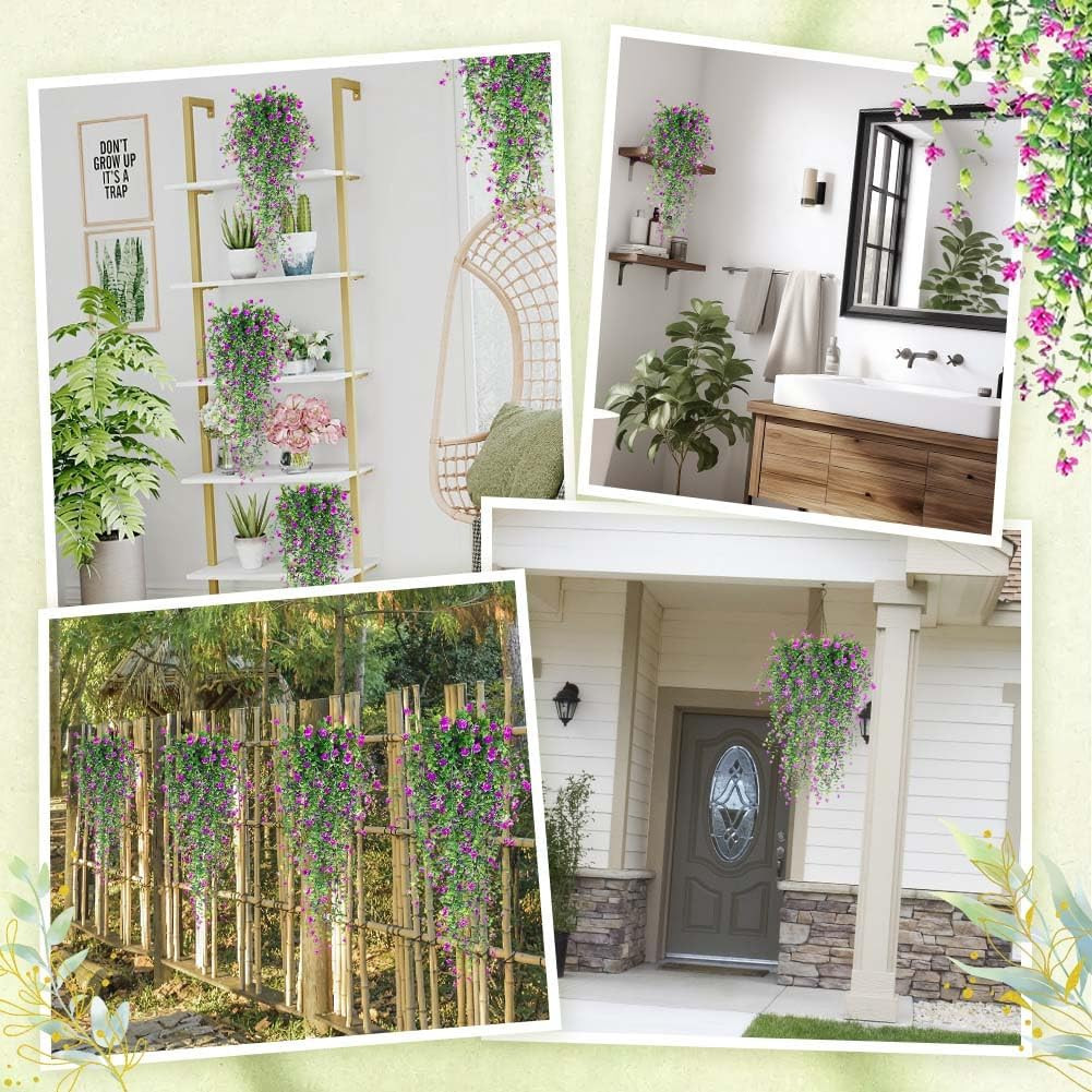 Artificial Hanging Flowers 3 Pack Fake Vine Plants Outdoor Indoor Porch Decor Se