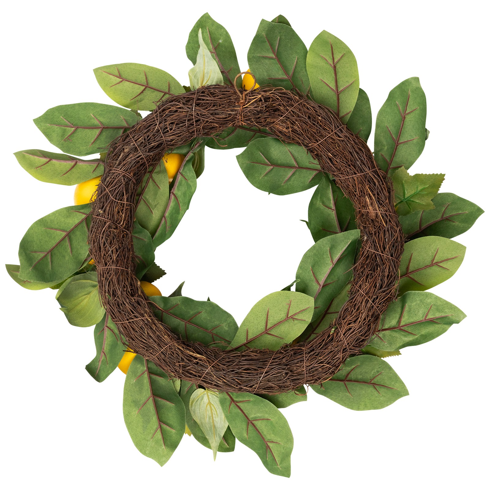 Northlight Lemon and Green Foliage Spring Wreath, 22-Inch
