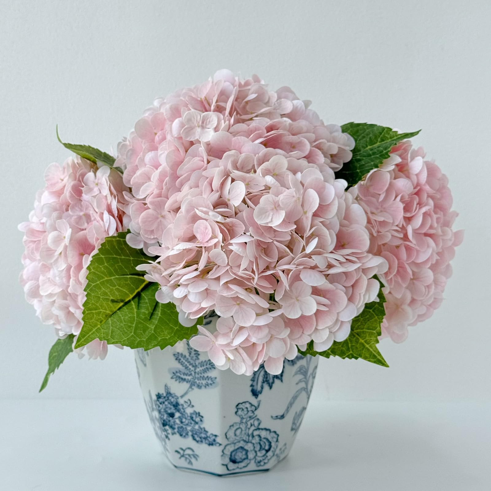 3 Pcs Real Touch Pink Hydrangea Artificial Flowers 21 inch Large Lifelike Lig…
