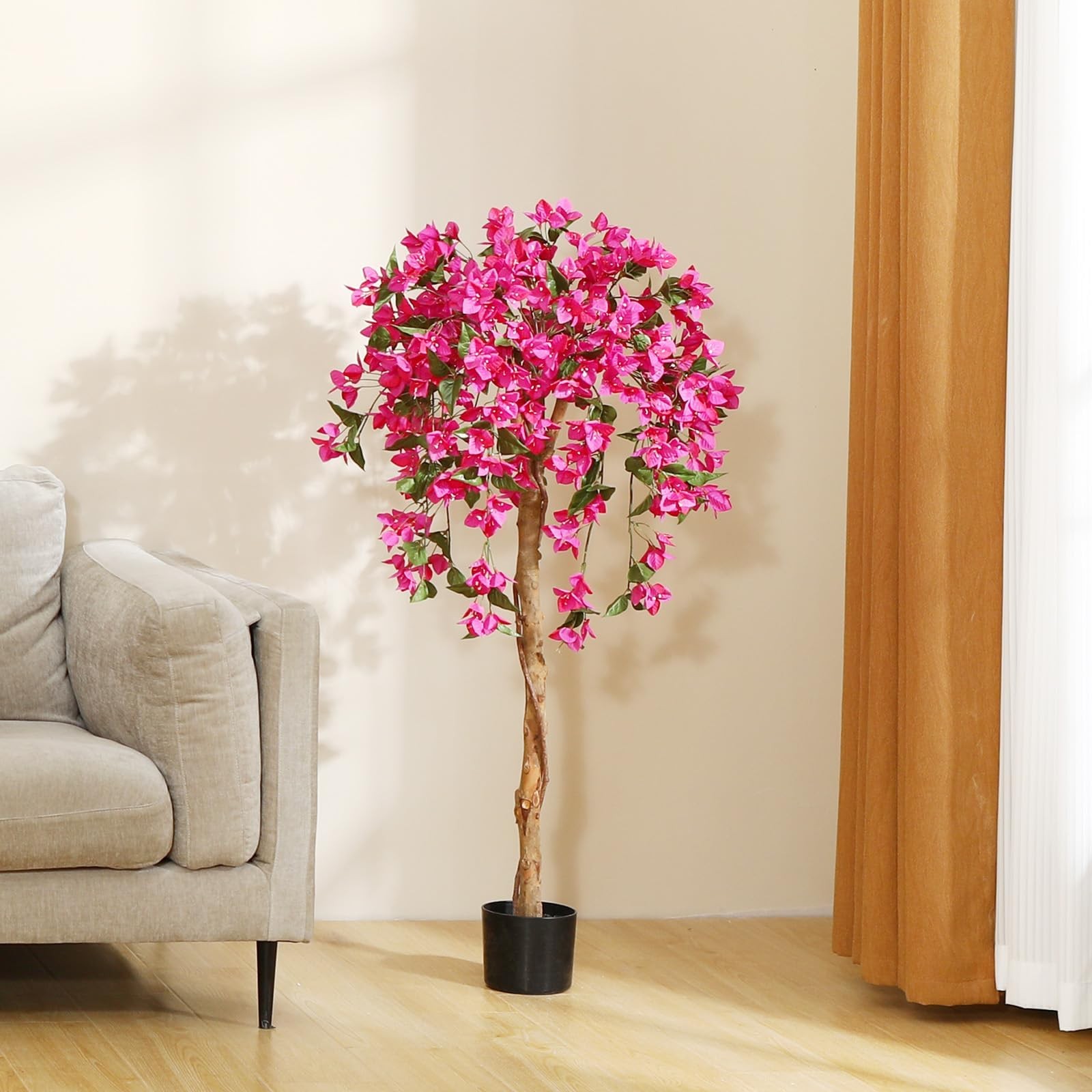 4FT Artificial Tree Tall Potted Fake Bougainvillea Trees for Outdoor Indoor O…