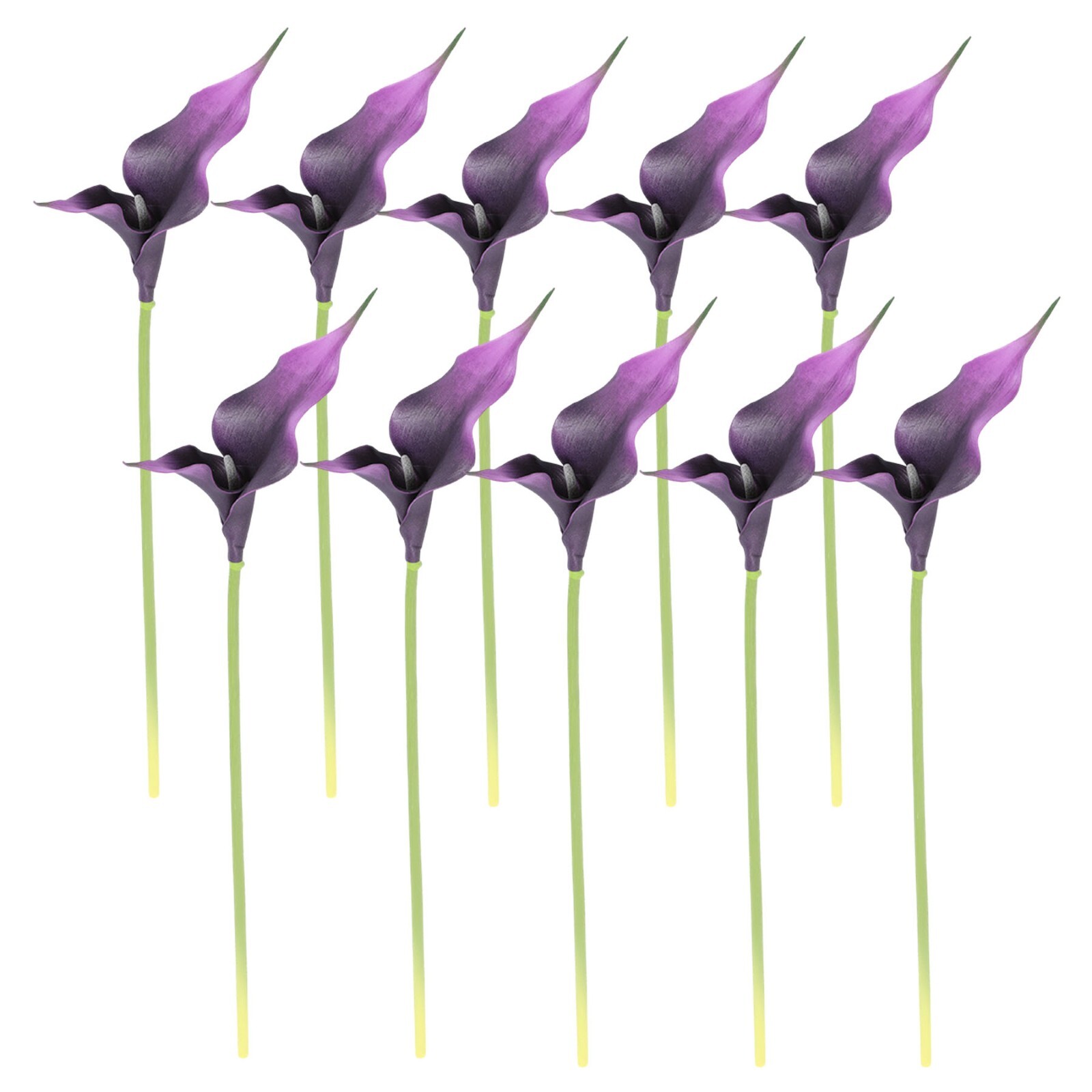 10pcs Calla Lily Artificial Bouquet with long -stems realistic white purple mix