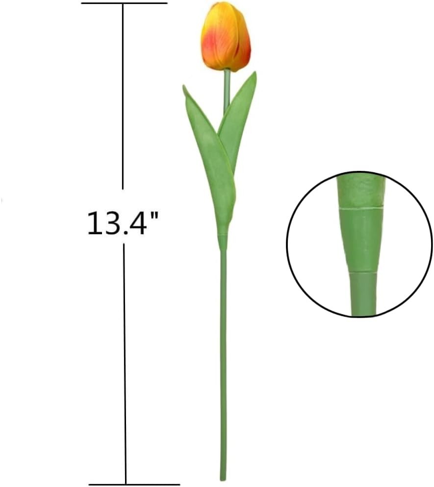 Vibrant Orange Artificial Tulips – 10 Realistic PU Flower Bouquets for Events