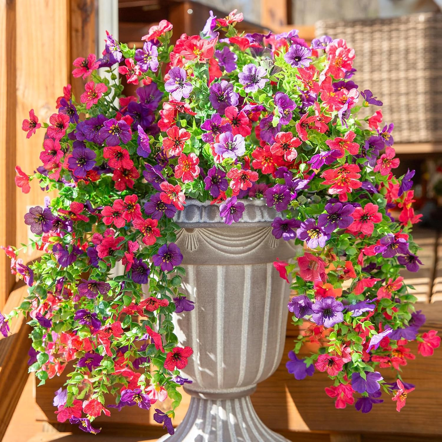 Artificial Flowers for Outdoors Decoration, 2Pcs Fake Hanging Spring Summer Deco