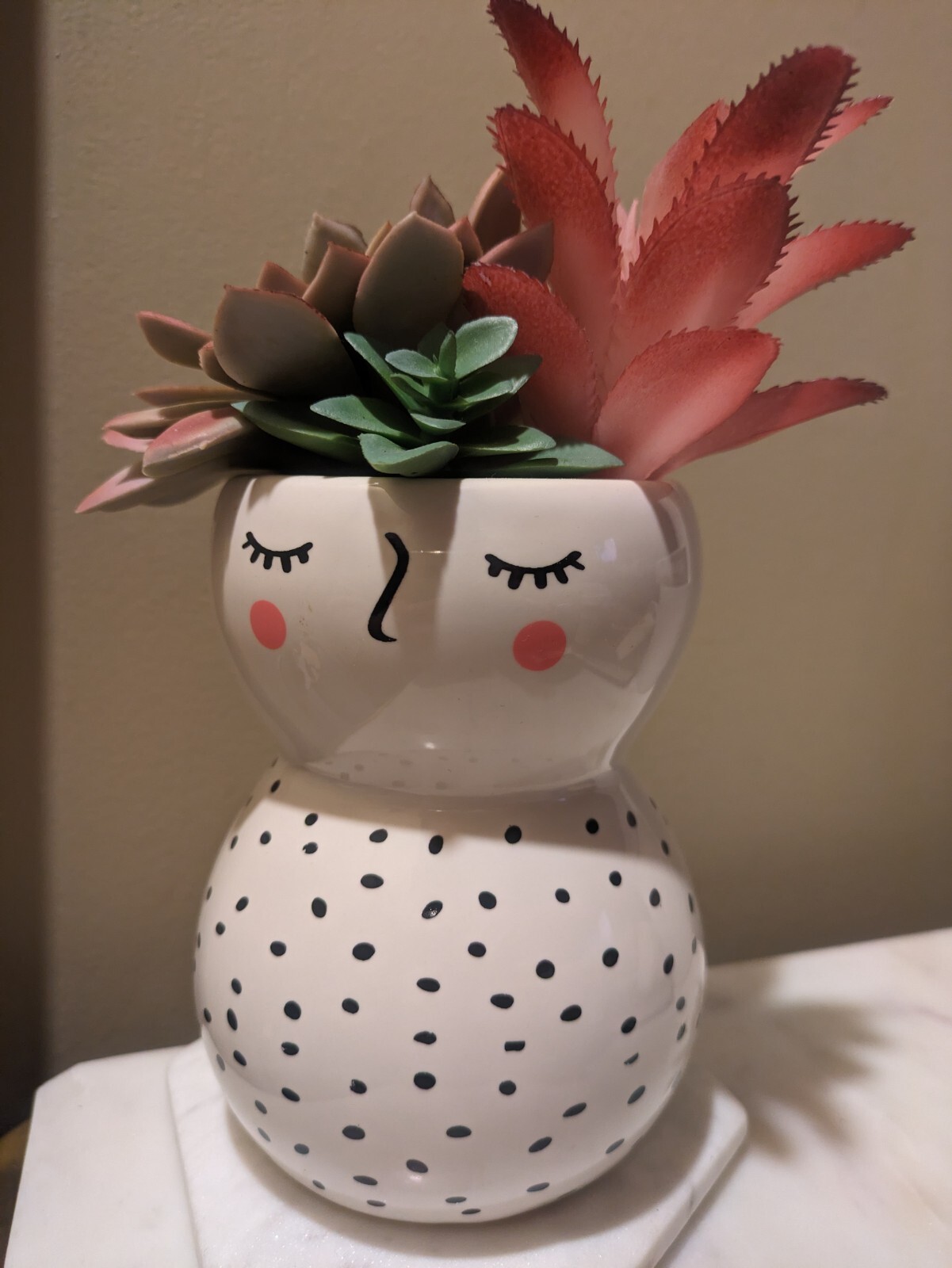 Very Cute Faux Plants Bath Room Decor Whimsical Planter Succulents