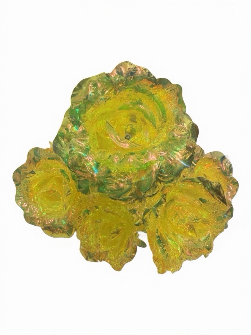 47 Pcs Yellow Galaxy Rose Flowers with Stems Gift Wedding Decor 9in