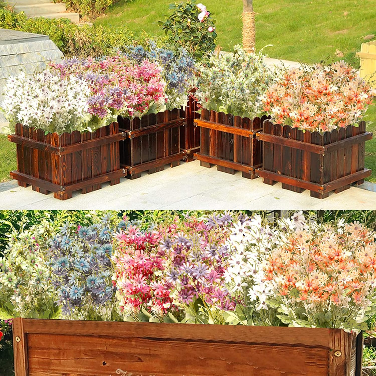 Vibrant Silk Daisy Wildflower Bundles – UV Resistant Faux Greenery Decor