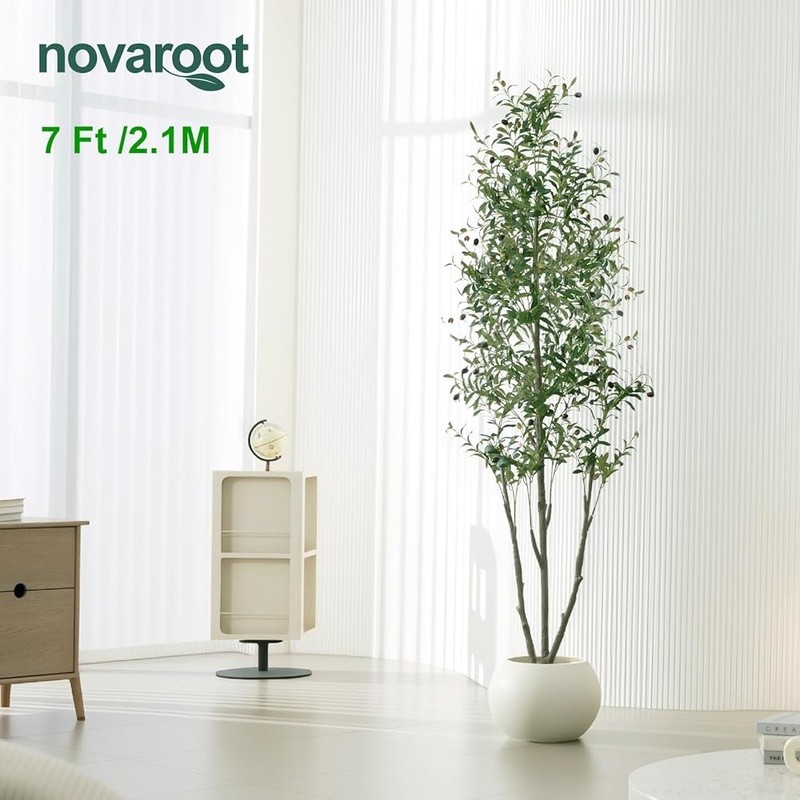 Lifelike Artificial Olive Tree Indoor Planter W/ Moss LED Lights Low Maintenance