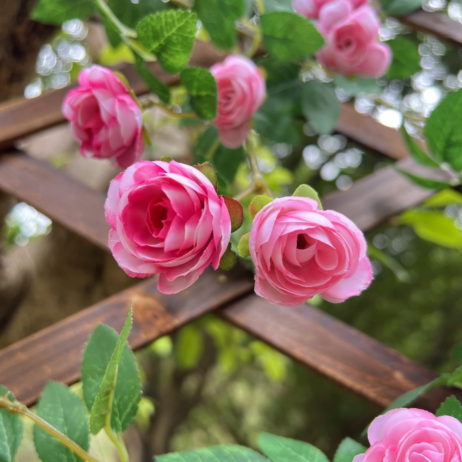 6FT Bendable Pink Rose Flower Garland, Artificial Silk Wild Roses Vine Leaves…