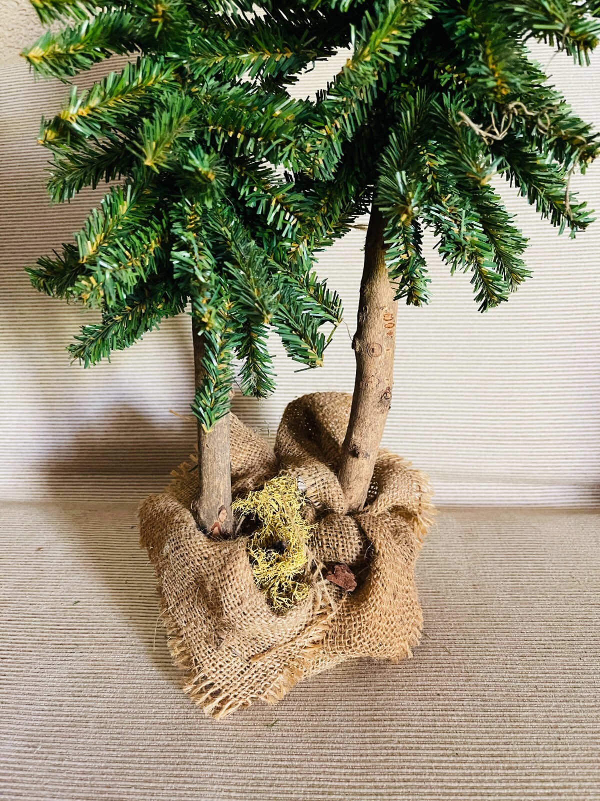 Decorative Pair of Faux FIR TREES – 23″ Tall with Burlap Base