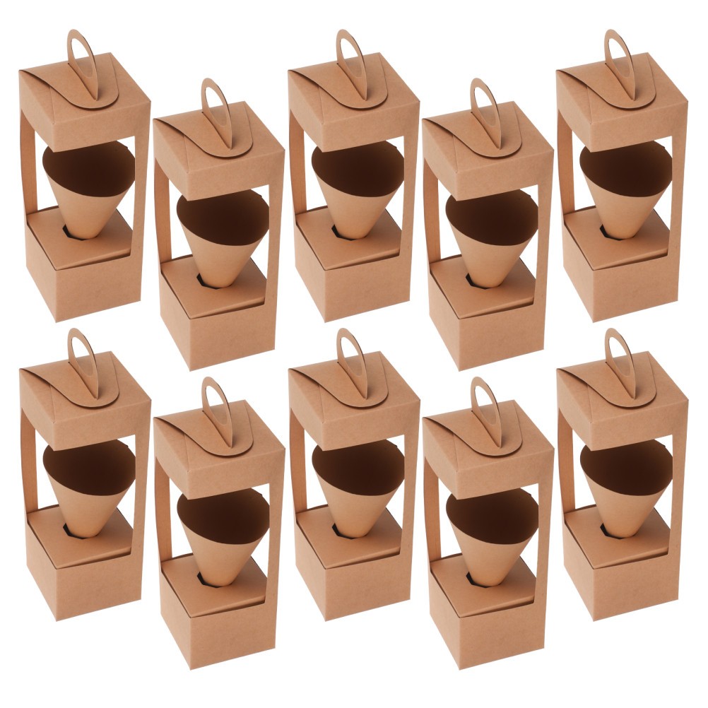 10Pcs Folding Paper Flower Basket Handled Floral Arrangement Box for Home Decor