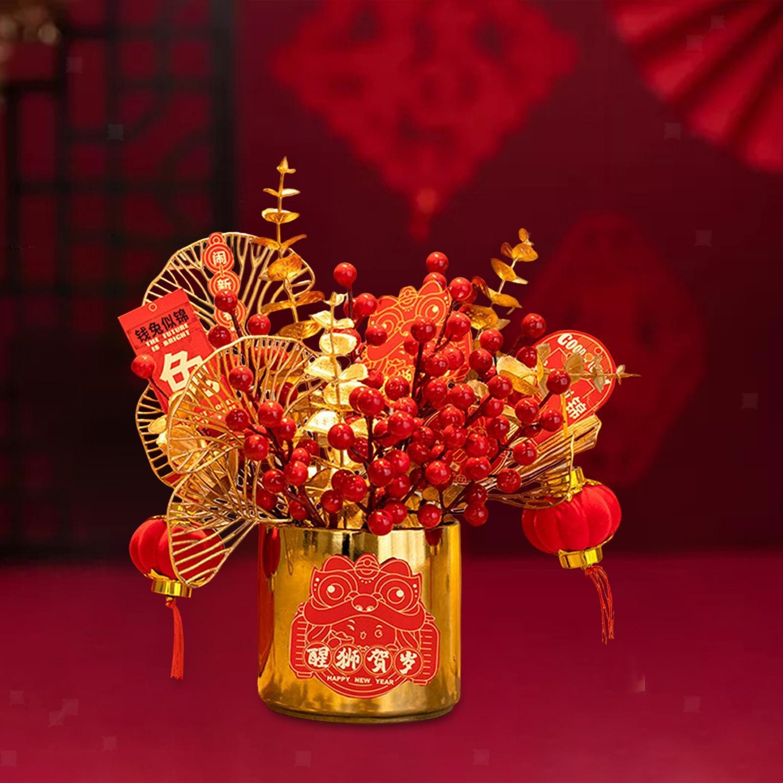 Simulation Flowerpot Chinese New Year Table Ornament DIY for Bedside Table