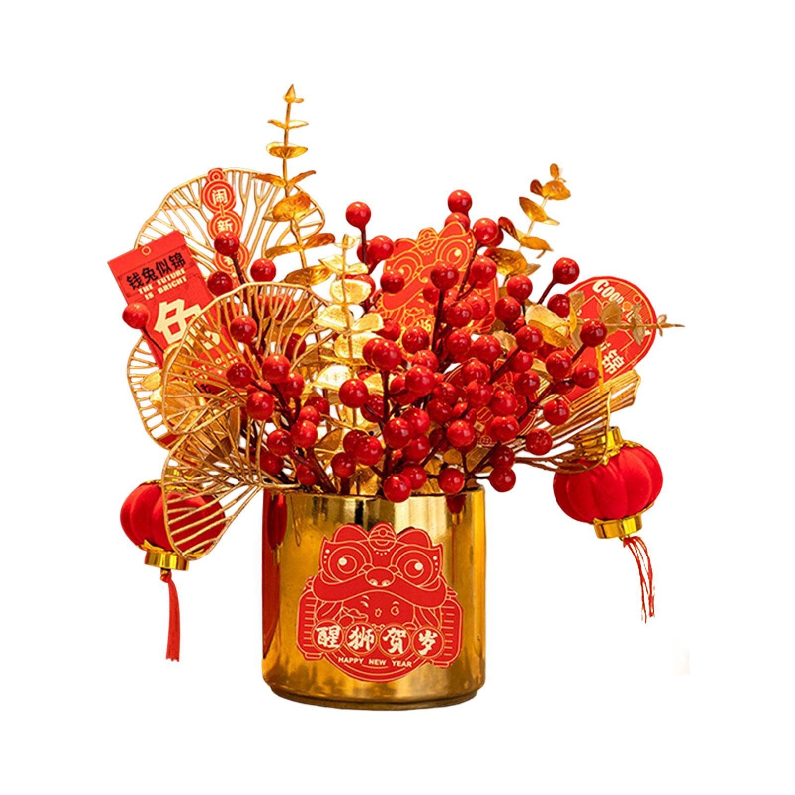 Simulation Flowerpot Chinese New Year Table Ornament DIY for Bedside Table