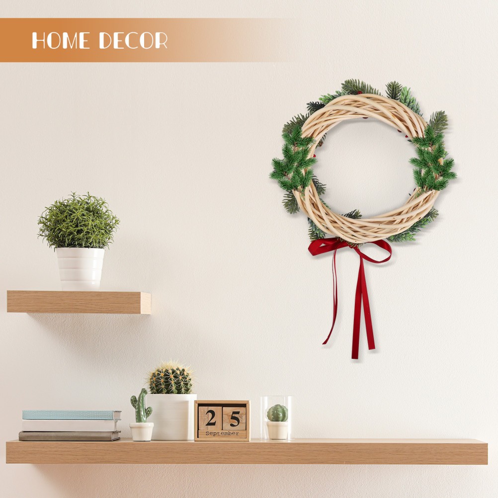 Circular Wooden Grapevine Wreath Vine Branch Twig Hanging Pendant Decor