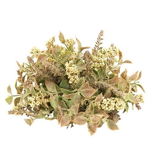 NEW Farmhouse HERBS HALF SPHERE CREAM BERRY LEAFY 4″ H x 10″ W Crafts Green