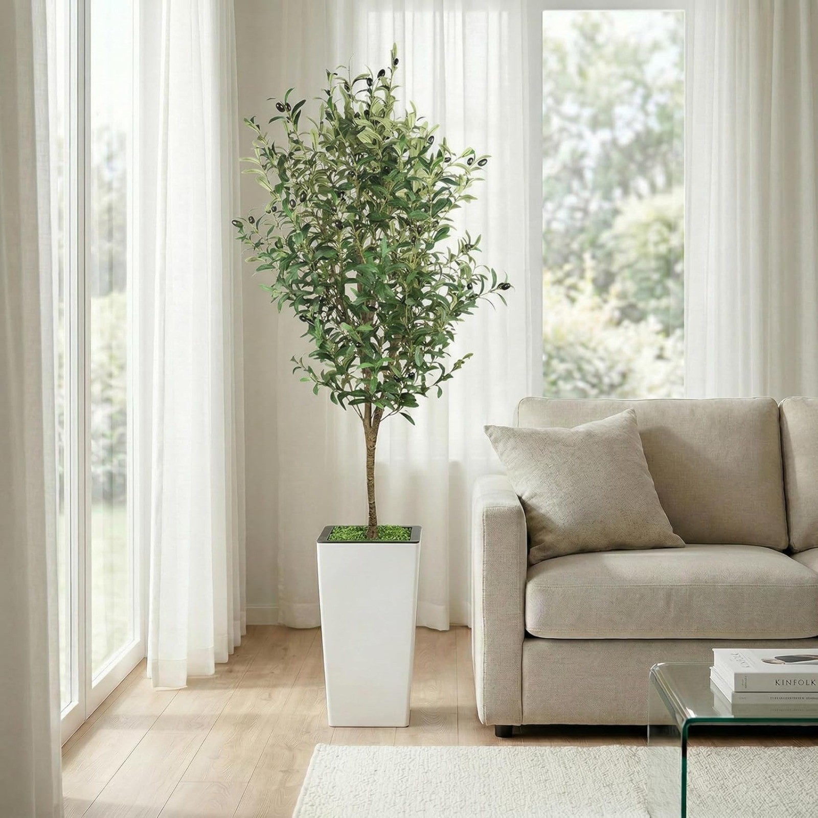 Artificial Olive Tree with White Pot 120/150/180cm Tall Faux Olive Plant Home