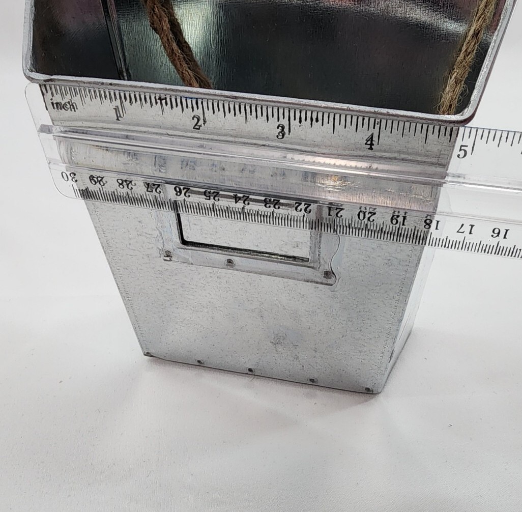 Galvanized Steel Faux Flower Hanging Bucket w/ Name Plate Drop Face
