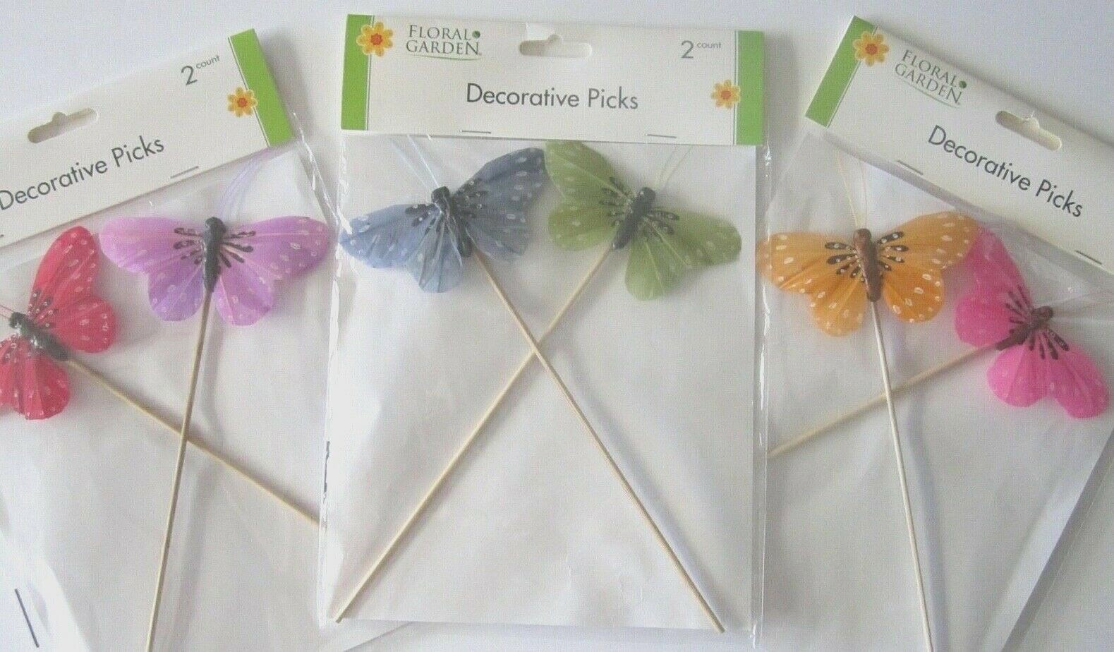 Floral Garden Various Bright Colors Butterflies 6 Wooden 8″ x 4″ Pics Pkg New!