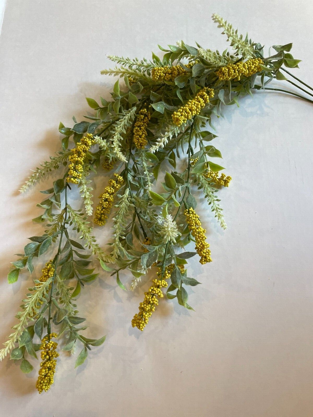 Artificial Flower 33″ Hanging Bush With Yellow Buds