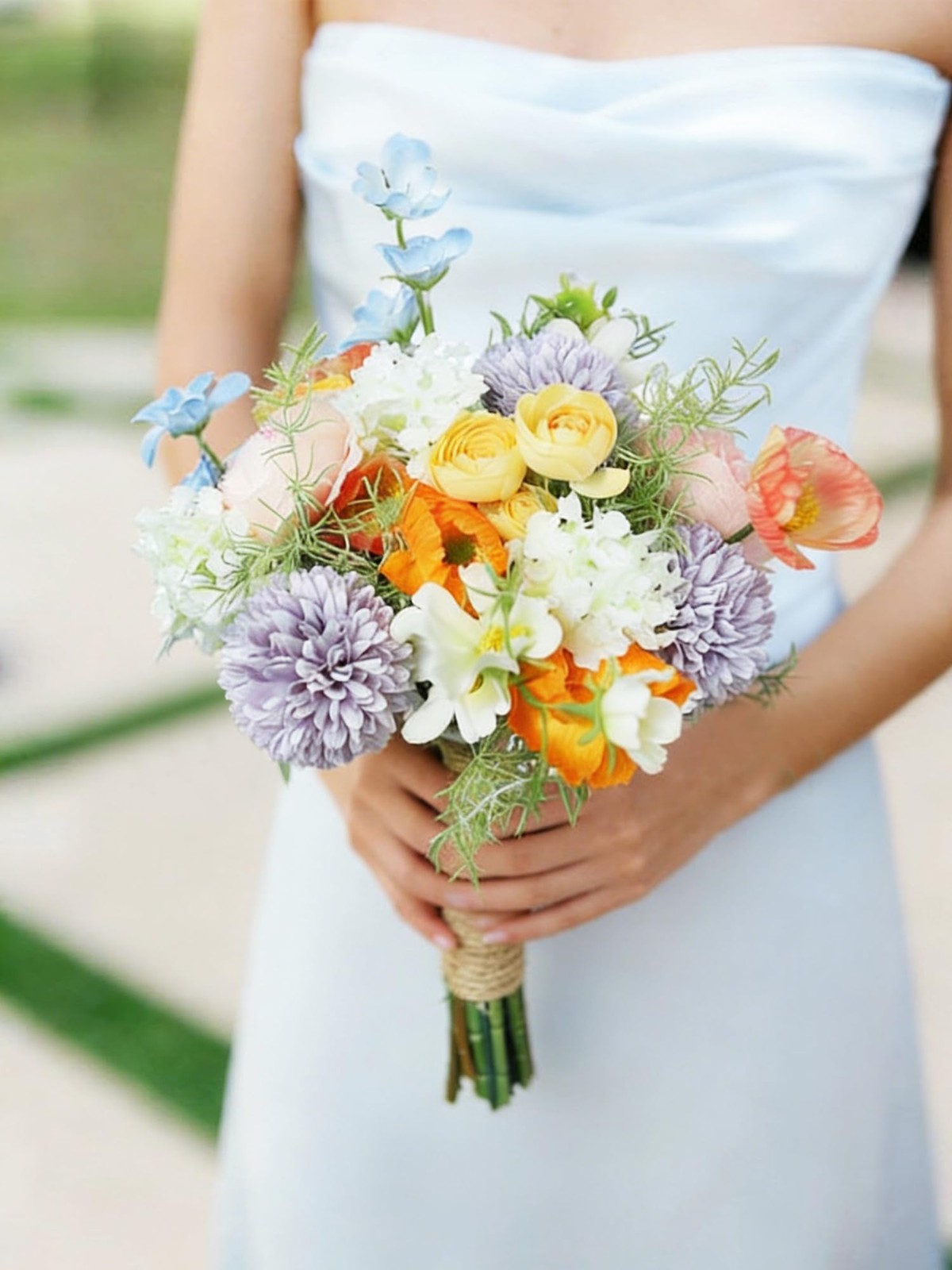 Rinlong 1Pc Wedding Bouquets for Bridesmaids Bride Spring Pastels Pink Blue A…