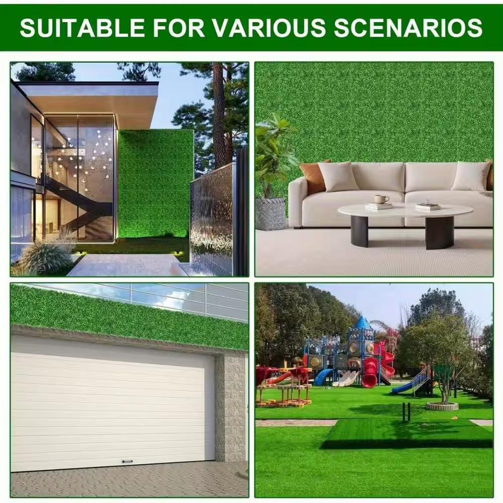 24 X 16 In. 12-Pieces Plastic Artificial Boxwood Hedge Panel-Realistic Fake Gras