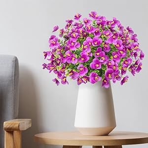 16 Bundles Artificial Pansy Flowers for Outdoors, Mixed Colors | Faux silk