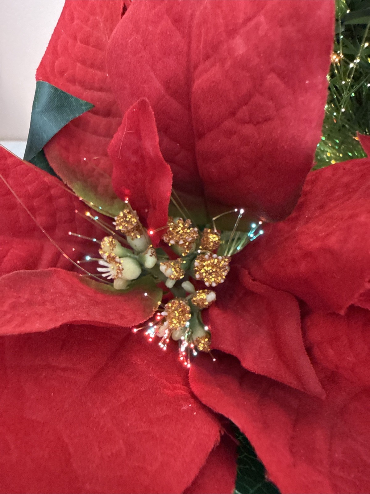 16” Fiber Optic Color Changing Poinsettia Flower Arrangement by Holiday Time