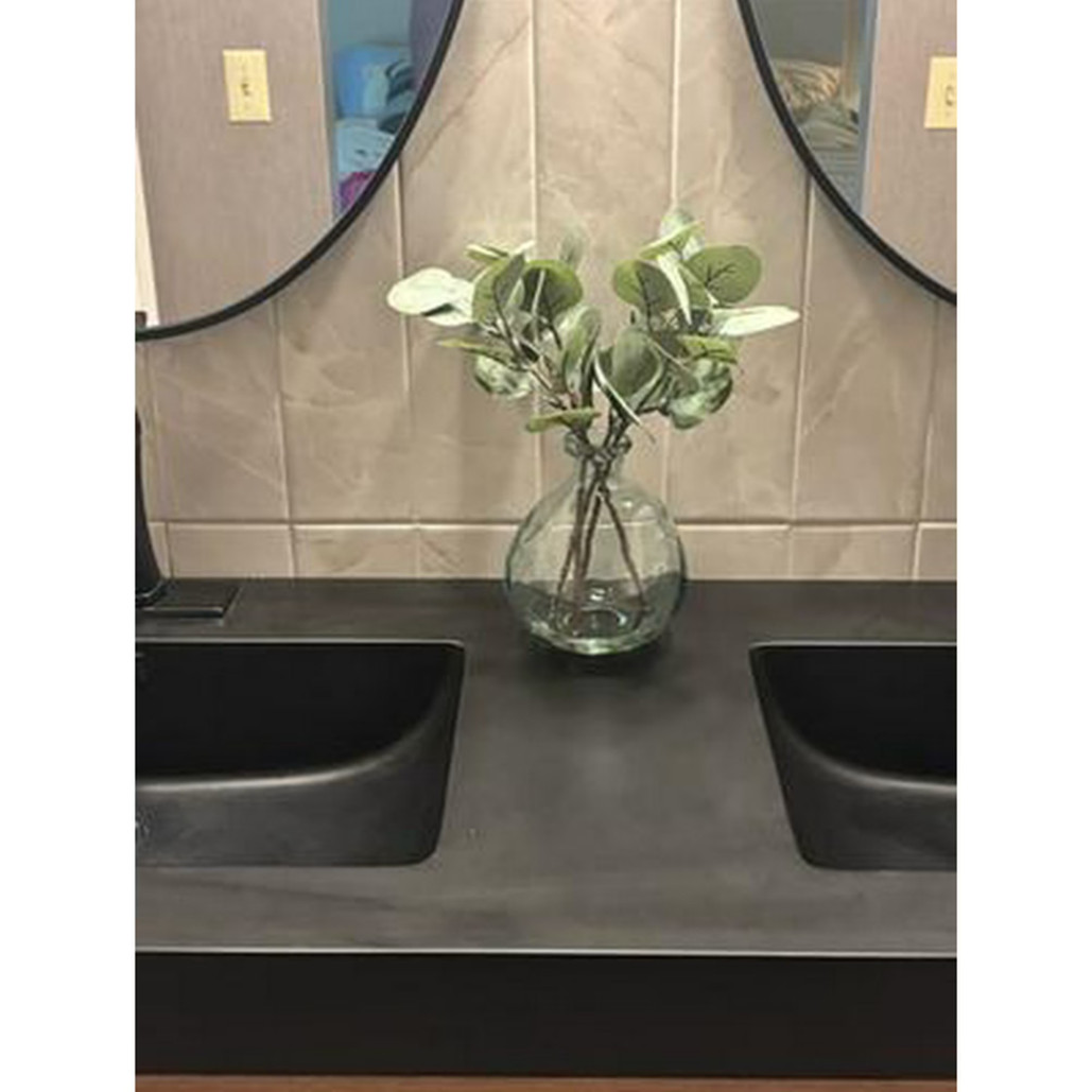 Better Homes & Gardens 12 Inch Artificial Green Eucalyptus in Blown Glass Vase