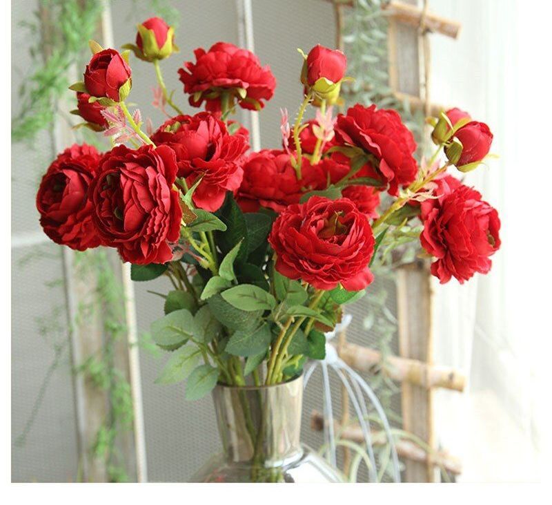 3 Head Artificial Rose Synthetic Flower For Valentine Wedding Bouquet Decor NEW