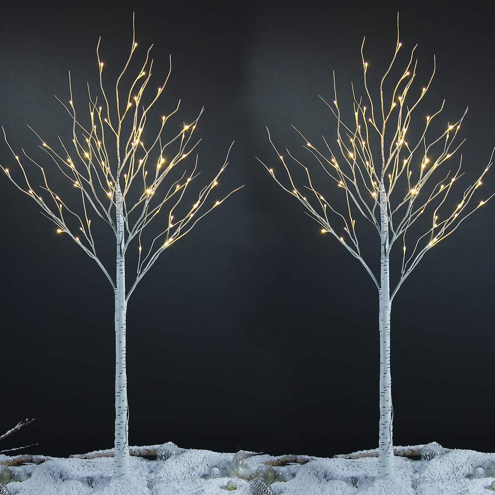 LIGHTSHARE 6 Feet 72L LED Birch Tree Lights, Pack 6 Feet, 2-Pack, Warm White