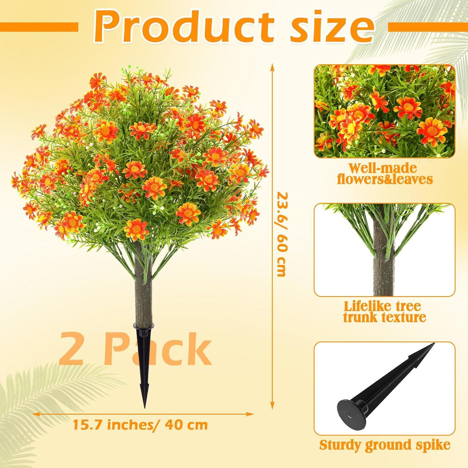 2 Sets 23.6″ UV Resistant Artificial Boxwood Topiary Trees – Red