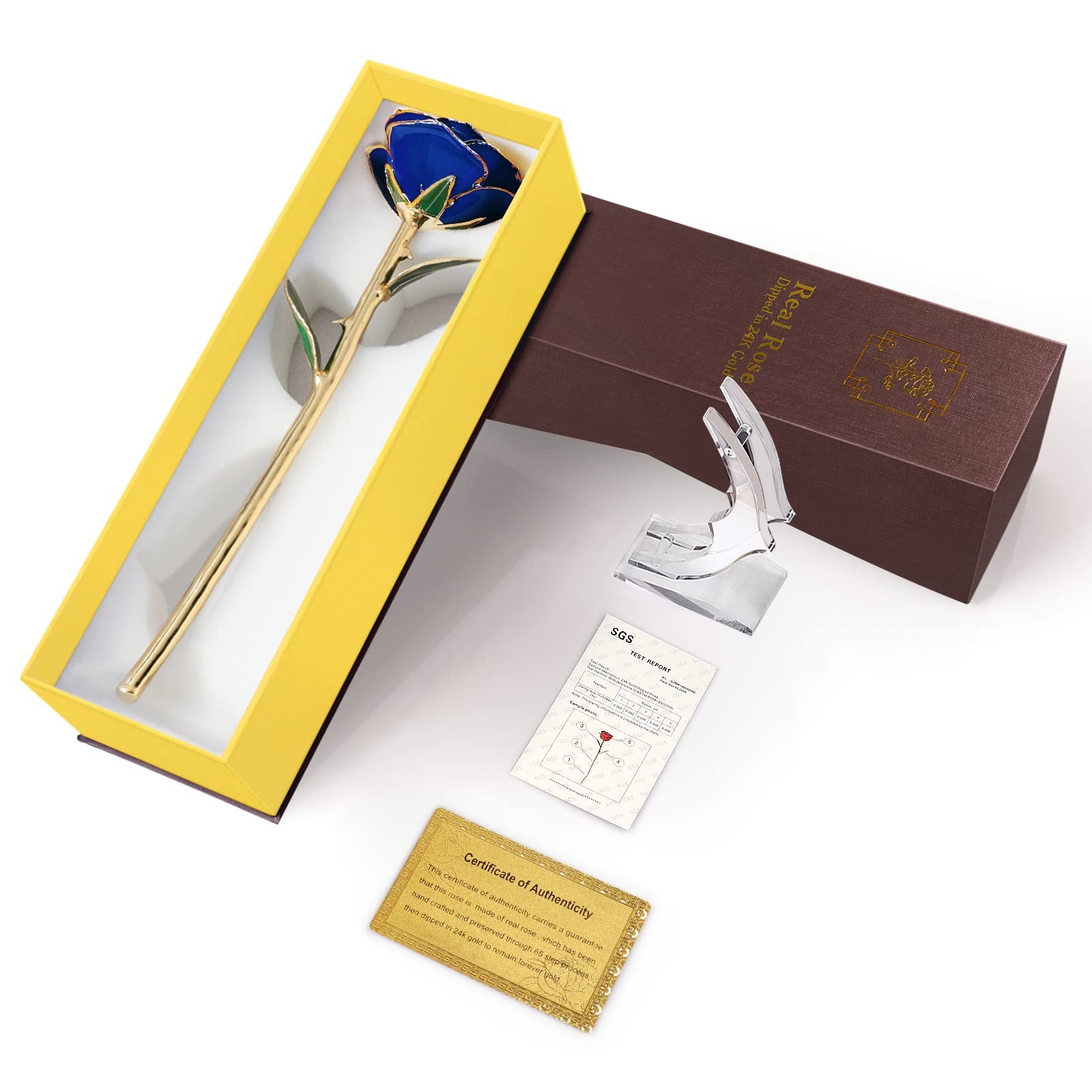 Gold Dipped Rose 24k Real Rose with Transparent Stand Lasted Forever Gift