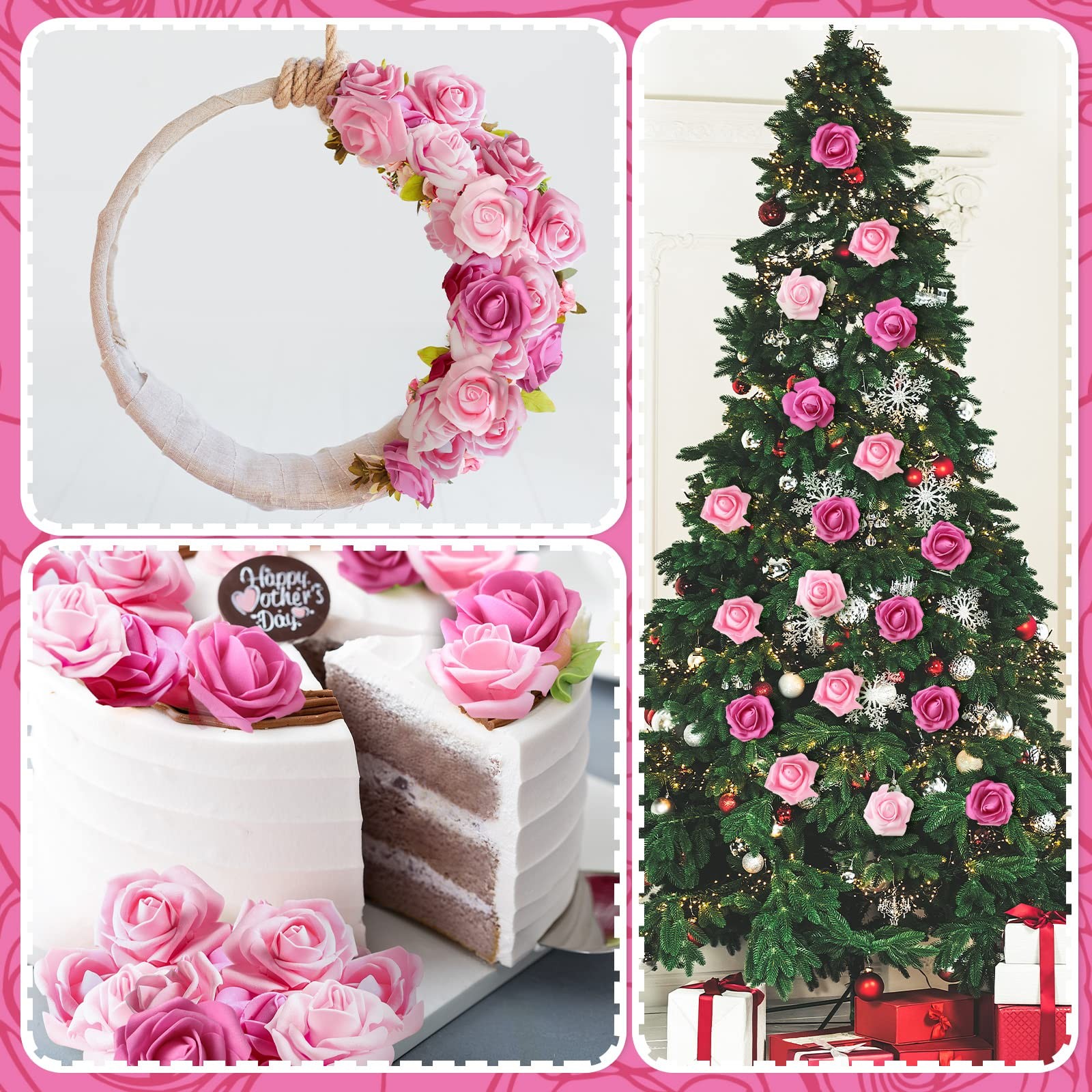 200 Pcs Artificial Rose Flower Heads Bulk Fake Foam Roses Mini Faux Flower fo…