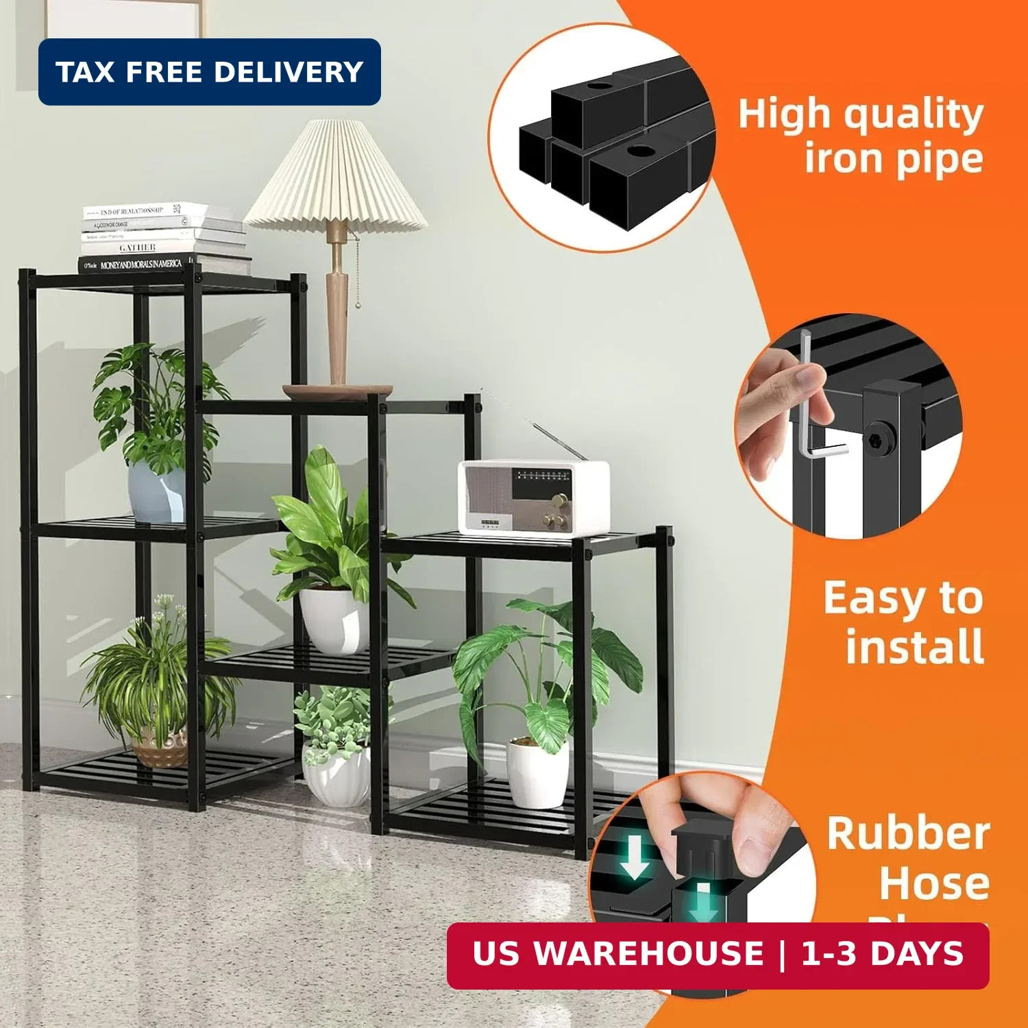 Simple Trending Plant Stand Indoor Outdoor, Heavy Duty Metal Waterproof 7 Tiered