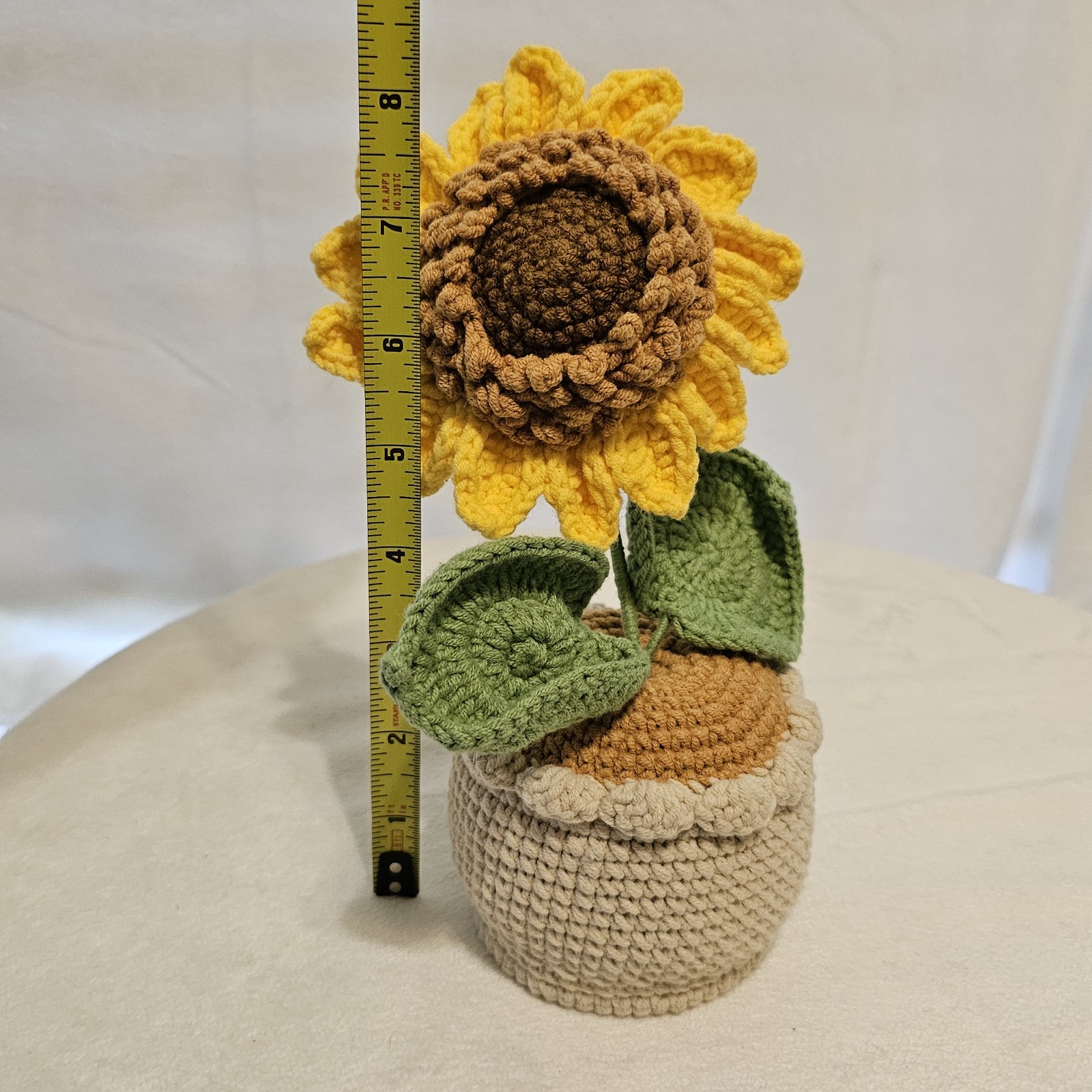 Crocheted Sunflower In Flower Pot Handmade 9x5x4 Inches